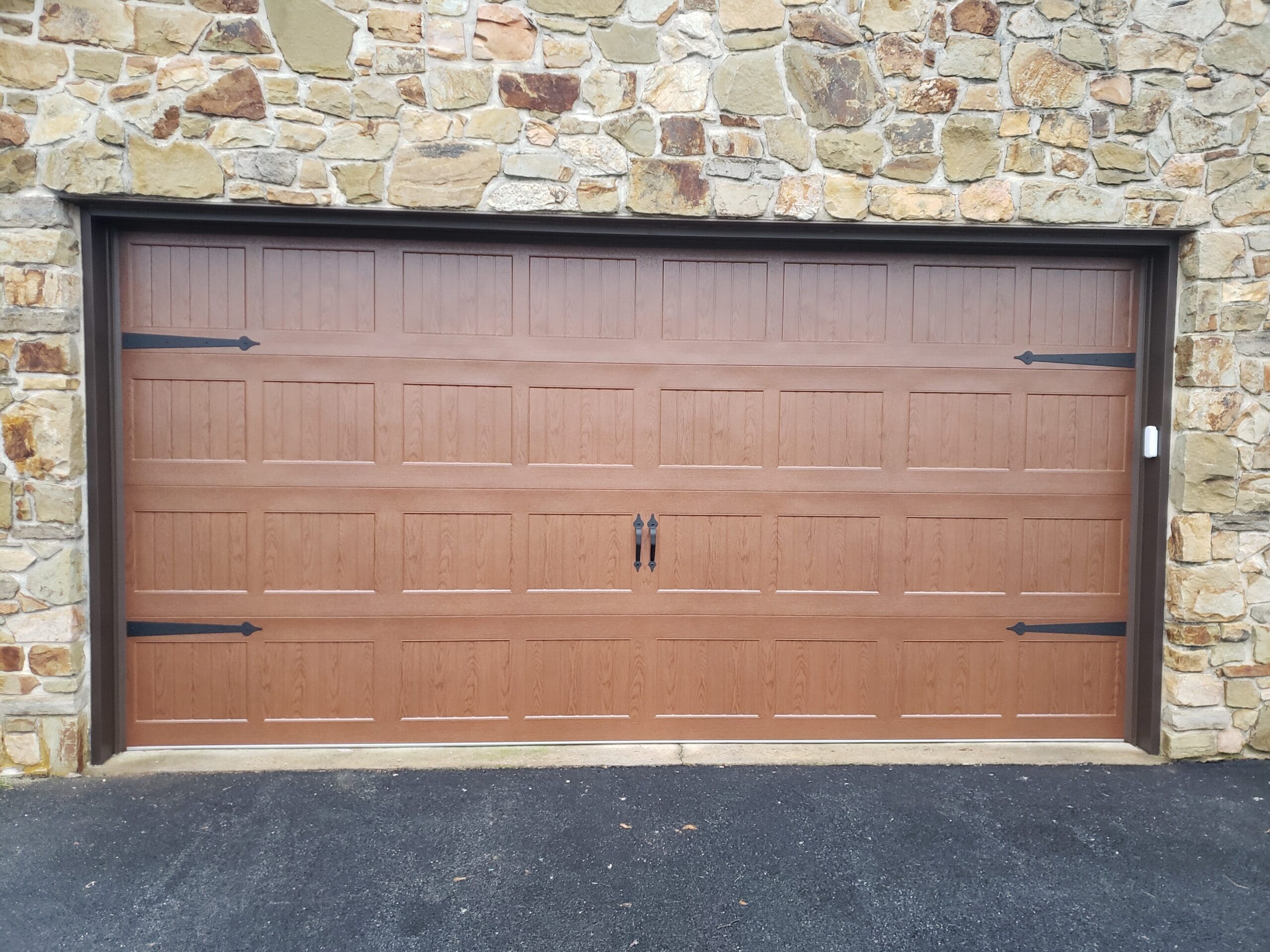 brown single door garage door